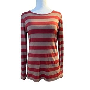GAP. Sz: M. Red/Tan horizontal striped. 60% Cotton/40% Modal 🤩 long sleeve